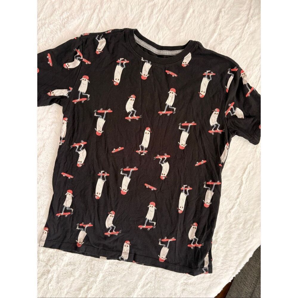 Old Navy XL Graphic T-Shirt Skateboard Print Black Tee